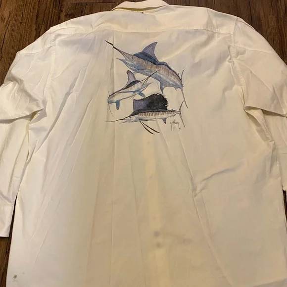 Guy Harvey auttographed beige  Men's Shirt XXL NWOT - Picture 6 of 11